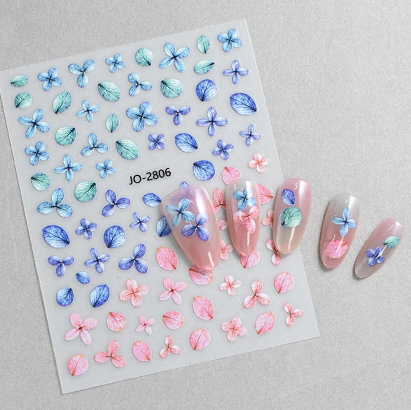 3d Nail Art Decals Spring Booming Violets Lavenders Purple Blue Pink Flowers Butterflys Stickers Decoration For Nail Tips Beauty