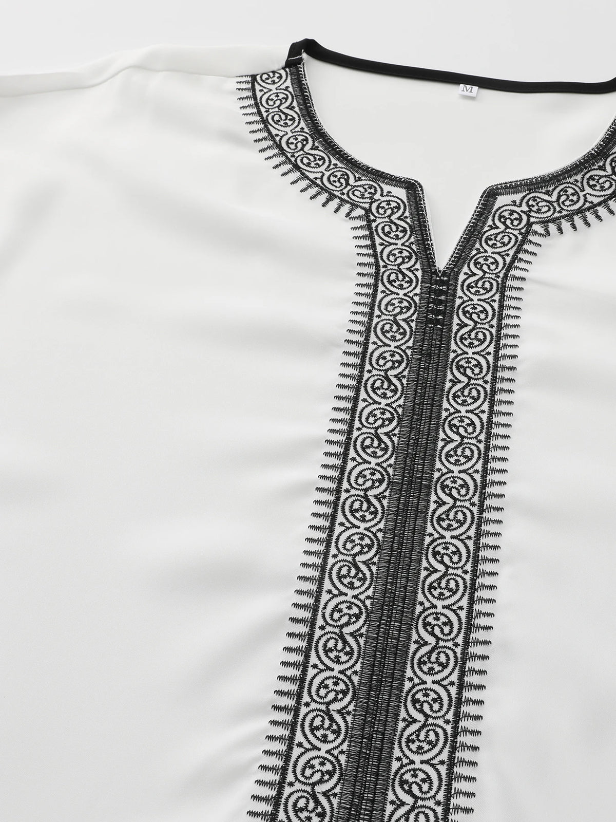 White Muslim Short Sleeve Embroidery Kaftan 2025 New Islamic Garment Elegant Female Summer Clothing