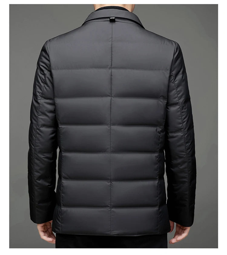 Winter New Style 90 White Duck Down Men's High-End Quality Scarf Collar Casual Suit Jacket