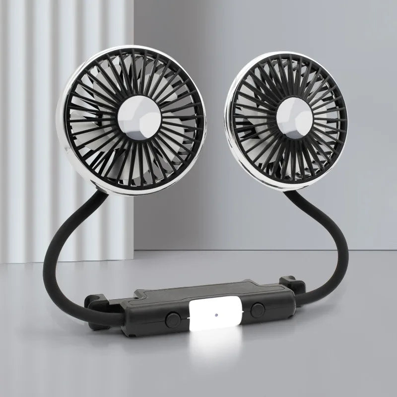 EAFC Car USB Fan Dual Head Cooling Air Fan Independent Switch 3-Speed 360 Degree Adjustable Auto Fan Car Electrical Appliances