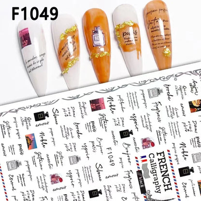1PCS Marbled Nail Sticker 3D Abstract Lines Sticker Nail Art Supplies Nail Decals Y2K Laser Butterfly Ladies Nail Art Decoration