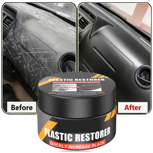 Car Interior Plastic Repair Care Kit, Scratch Repair Paste, Refresh Faded Aged Trim, Polish Brighten with Long-Term Protection
