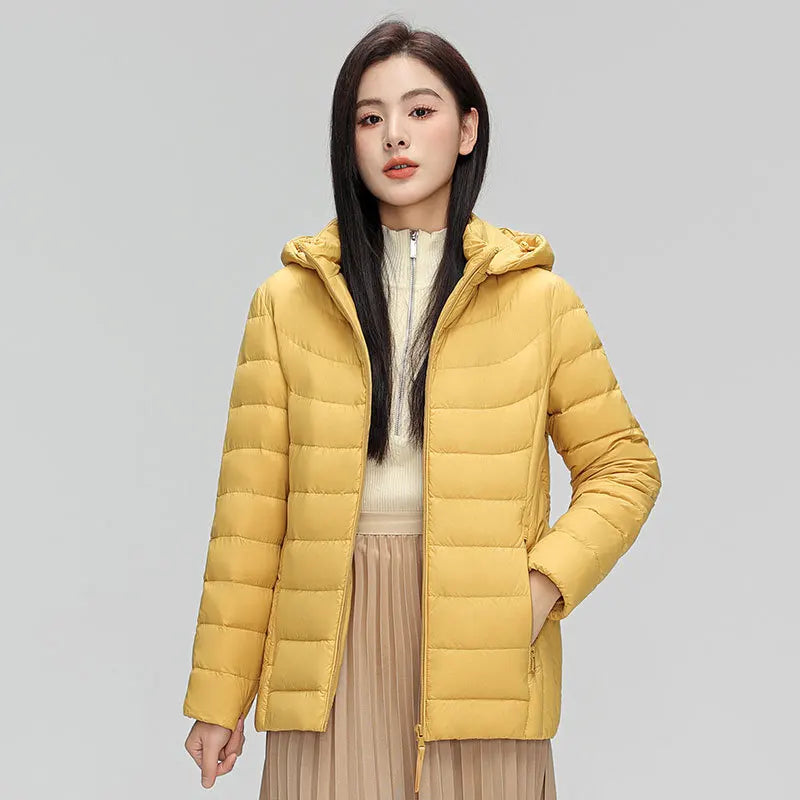 Women's plus Size M-6XL Hooded Puffer Jacket 90% Down Quilted Warm Coat Parka with Detachable Hat Winter Outerwear
