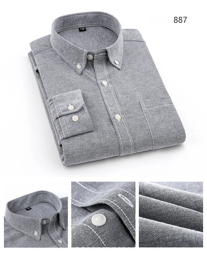 New in shirt long-sleeve shirts for men slim fit formal plian shirt single pocket office clothes soft plaid cotton designer tops