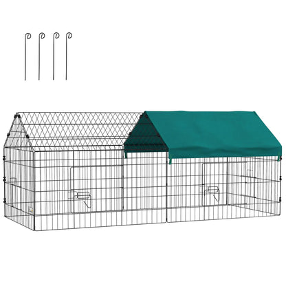 Steel Cage for Small Animals with Doors and Top Cover, for Rabbits, Chinchillas, Chickens, 185X75X75 Cm, Green