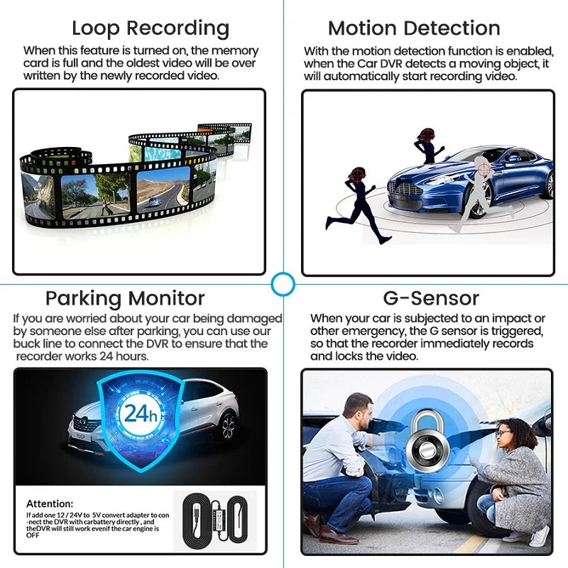 4.3 Inch 1080P Night Vision Camera Dual Lens DVR  Rearview Mirror Dashcam Car Dvr Dash Camera Car Video Recorder Auto Bluck Box