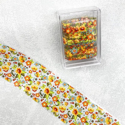 1Pc 100cm Flower Nail Foils for Transfer Paper Floral Stickers Rose Nails Wraps Tulip Nail Art Decorations