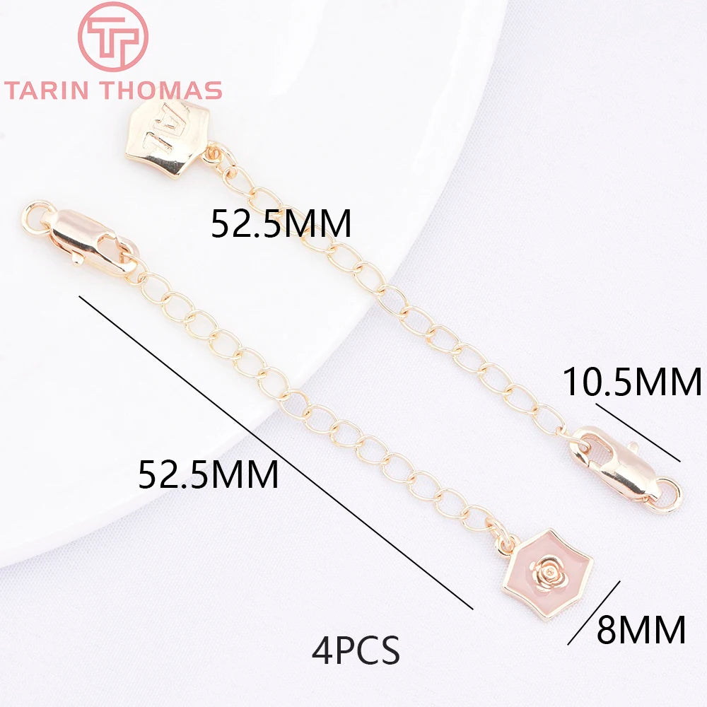 (3564) Full Length 85MM 24K Gold Color Plated Brass Extender Chain with Lobster Clasps High Quality Jewelry Accessories