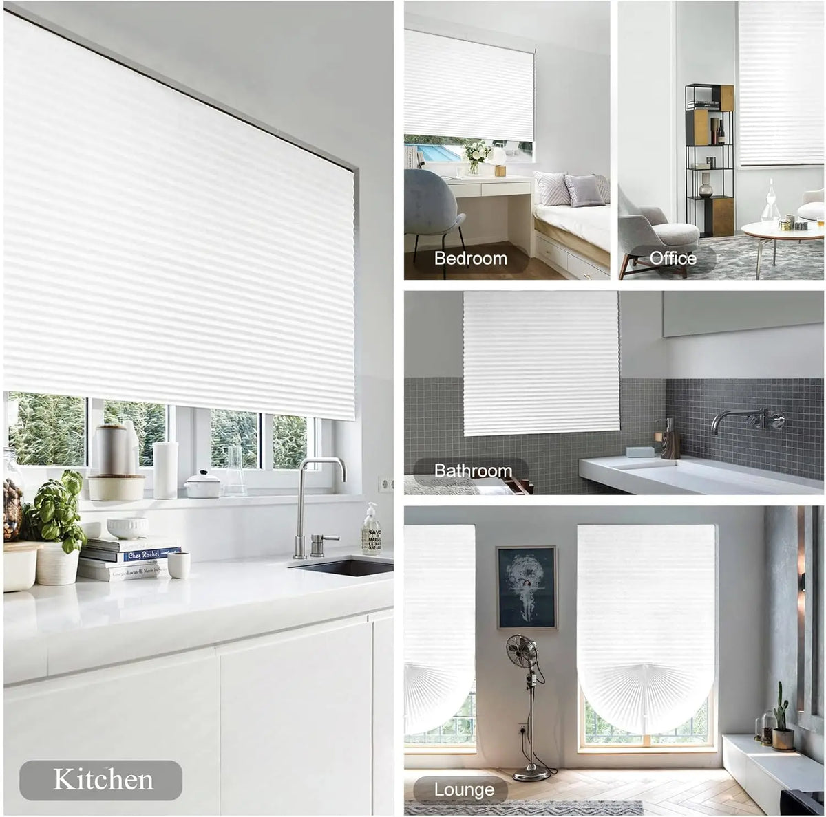 No Drill Blinds Stick on Curtains Blinds for Bedroom Kitchen Bathroom Windows Light Filtering Privacy Protection with Clips