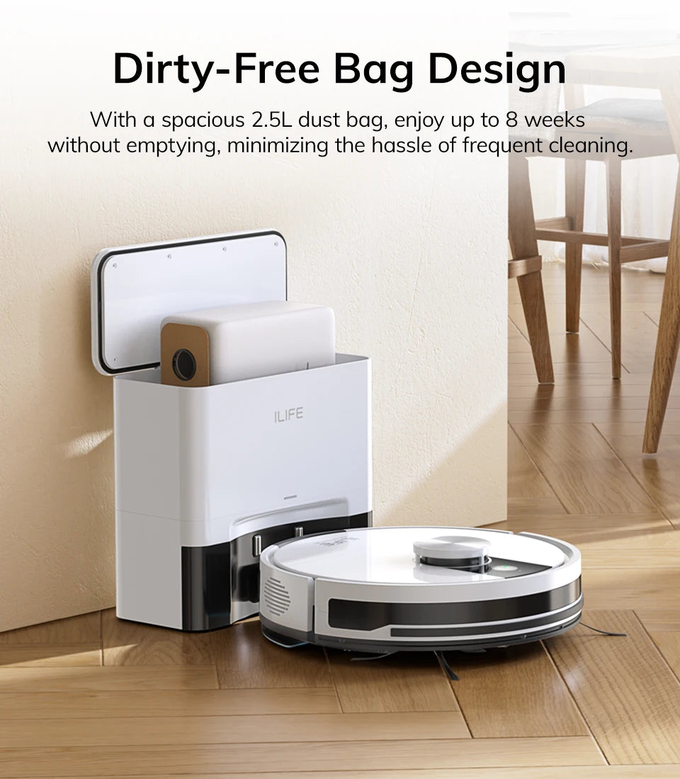 ILIFE A12 Pro Robot Vacuum and Mop Combo, LIDAR Navigation, Self Collection Dust, 3000Pa Suction, App/Remote Control