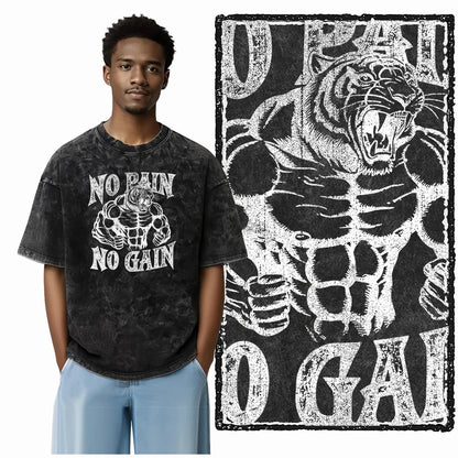 YG BODY BUILDING Printed Cotton Acid Washed Graphic Unisex T Shirt Cool CROSSFIT Streetwear Men Tshirts Big Size Tee for Men
