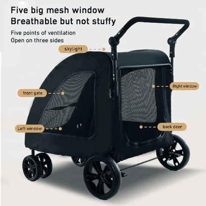 Large-sized Pet Stroller for Outdoor Travel Dog Mobility Scooter Large Capacity Dog Car Multifunctional Foldable Pet Stroller
