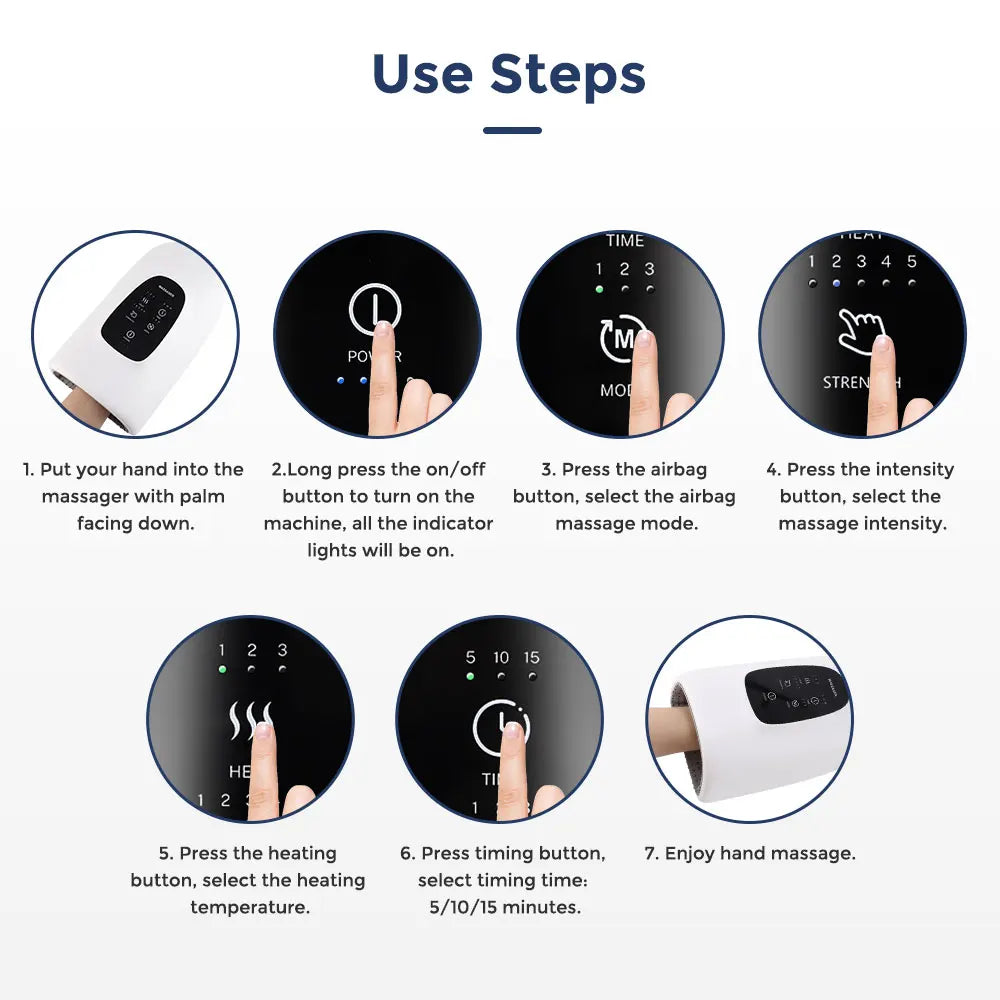 Smart Airbag Hand Massager Wireless Electric Hot Compress Carpal Tunnel Palm Acupoint Massager Vibration Kneading Finger Relax