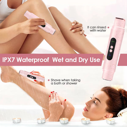 Electric Shaver for Women Waterproof Wet & Dry Hair Razors 2 in 1 Double Head Portable Bikini Hair Trimmer Detachable Head Shave