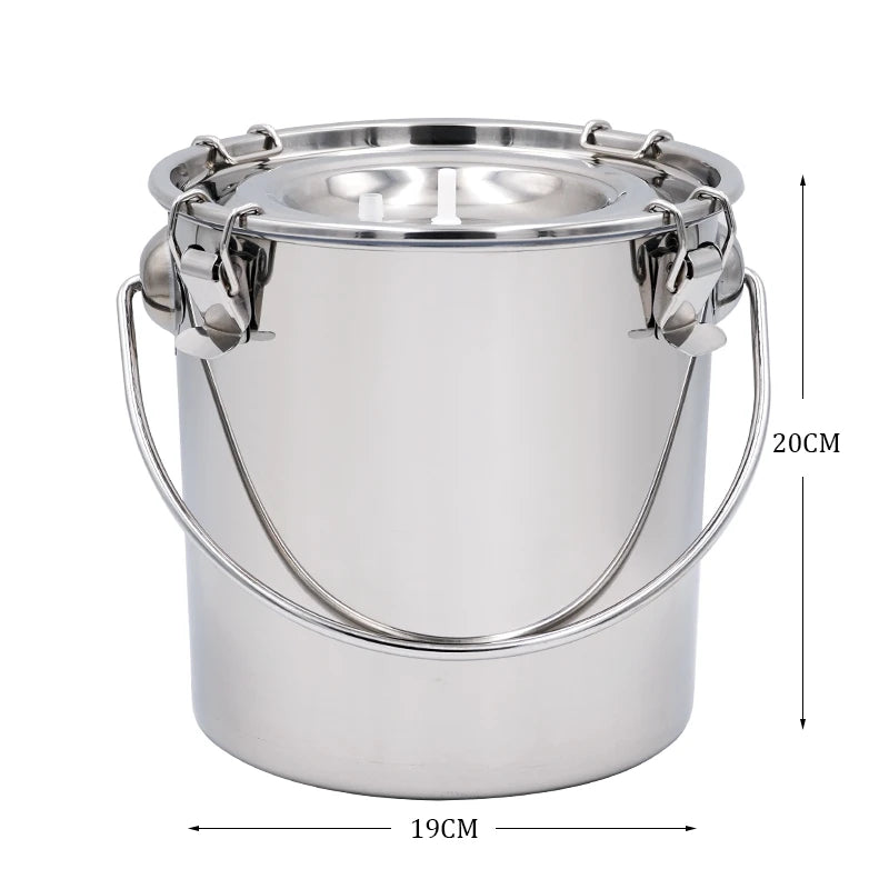 5/10L Stainless Steel Cow Milk Bucket Farm Cows Goats Vacuum Pump Bucket Pasture Cow Sheep Electric Milking Machine Accessories