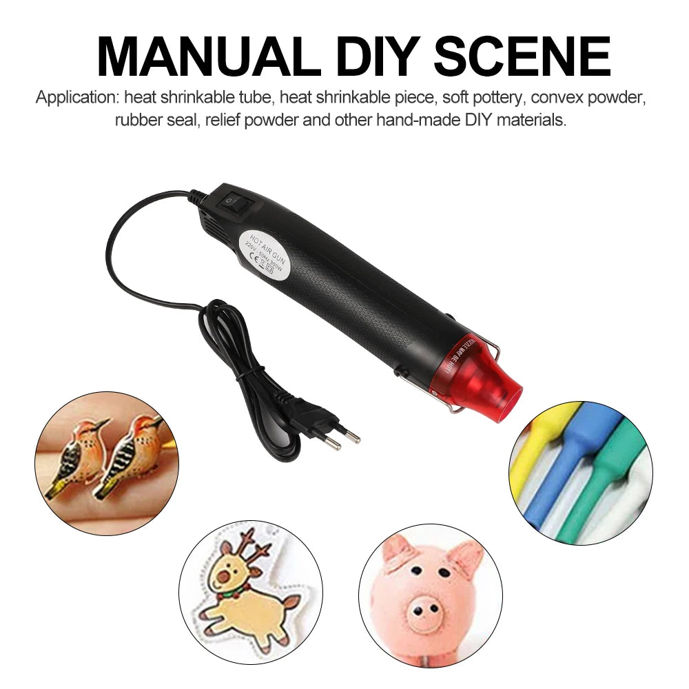 220/110V Hot Air Gun DIY Tool Heat Electric Power Tool Mini Soldering Temperature Crafts Blower with Supporting Seat Shrink