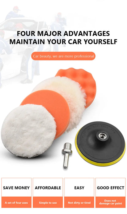 SEAMETAL 6pcs/set Car Polishing Sponge Pads Kit Foam Pad Buffer Kit Polishing Machine Wax Pads 3/4/5 Inch for Removing Scratches