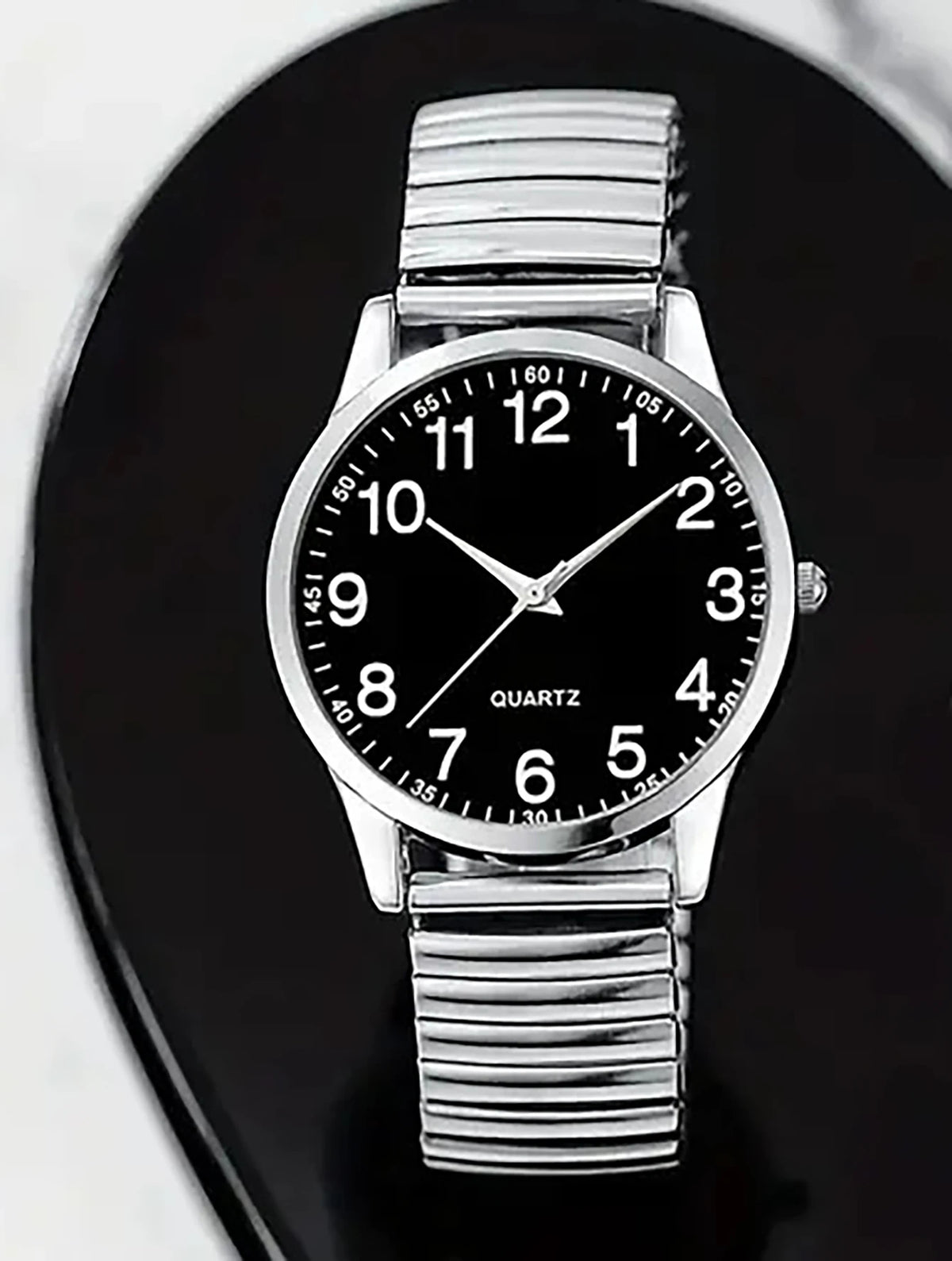 black alloy Arabic numerals for men and women Elastic elastic band quartz watch set Lovers watch gift set
