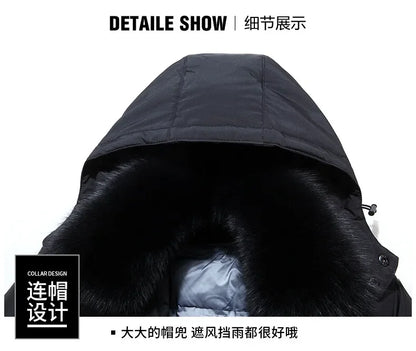 Winter New Arrived Men Thickened Down Jacket -30 Winter Warm Down Coat Jacket Men Fashion Long White Duck Hooded Down Parkas
