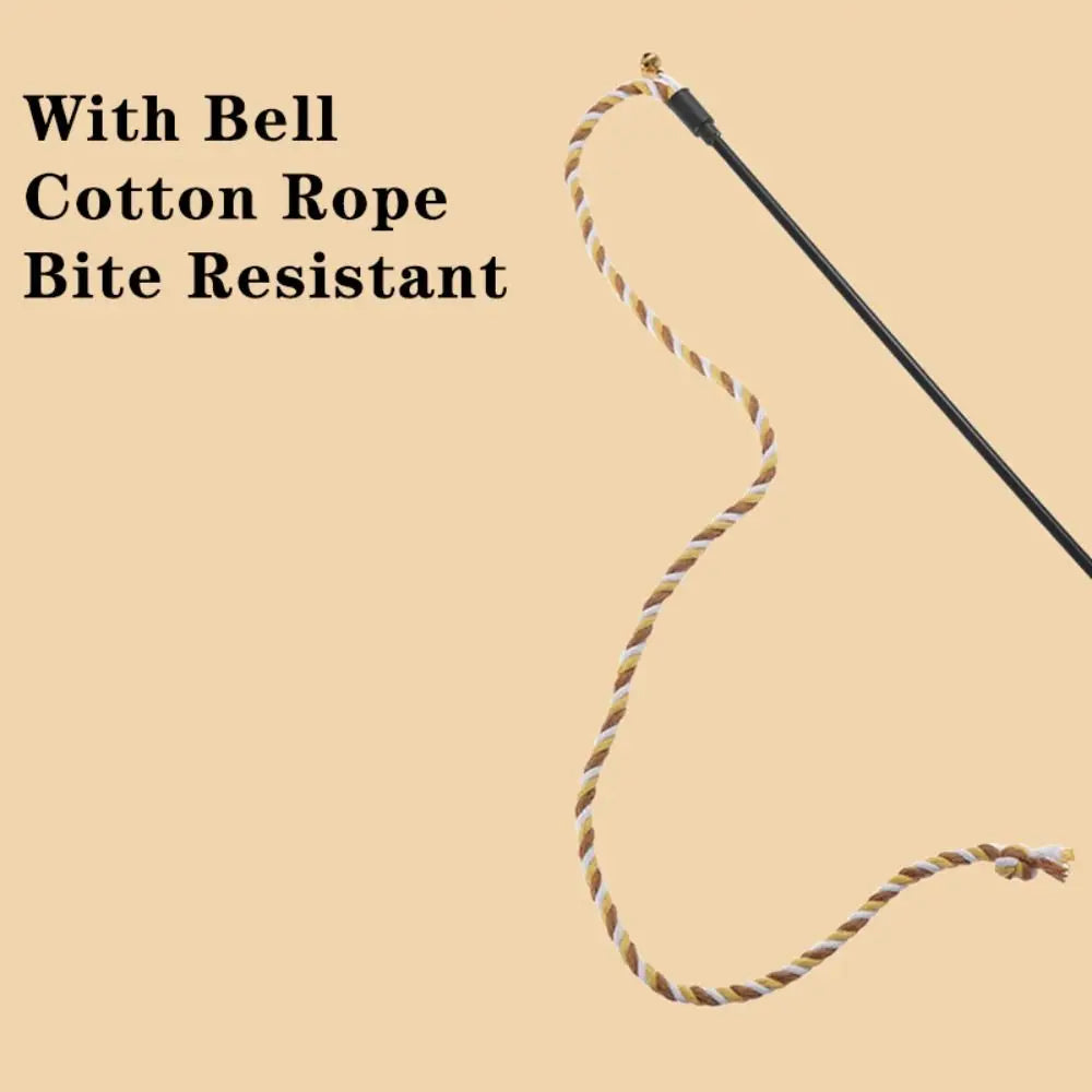 Multi-functional with Bell Cat Wand Cotton Rope Bite Resistant Cat Wand Interactive Play Kitten Teething Stick Pet