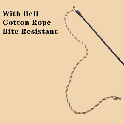 Multi-functional with Bell Cat Wand Cotton Rope Bite Resistant Cat Wand Interactive Play Kitten Teething Stick Pet