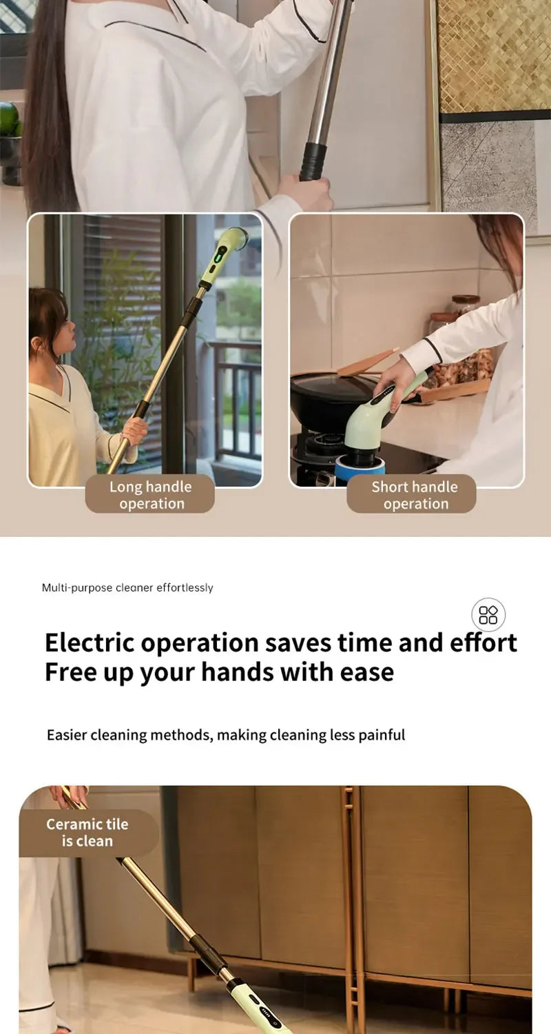 9-in-1 Wireless Rotating Electric Cleaning Brush - Household Multi-scene Scrubber for Bathroom, Kitchen & Toilet Deep Cleaning