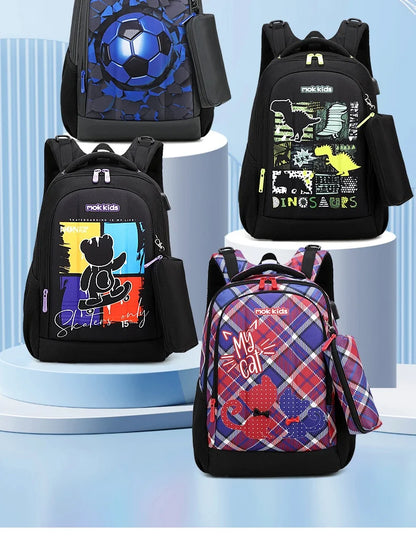 Boys Black Football Backpacks Hard Shell Orthopedic Middle School Student Book Bags USB Charge Multifunctional Bagpack