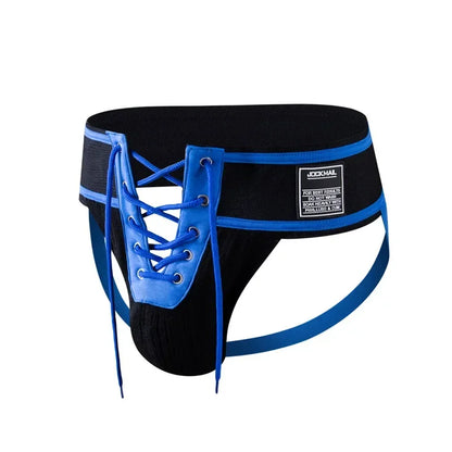 Open Front Men Jockstrap Briefs Athletic Supporter,3" Waistband Detachable Pouch Breathable Workout Sport Underwear Gay Thongs