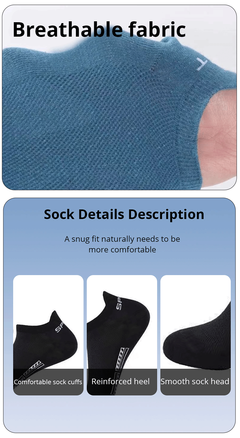 5 Pairs Of Mens Summer Thin Mesh Breathable Mens Polyester Sports Socks Sweat Absorbing Short Socks