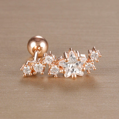 1PC 316L Stainless Steel Geometry Stud Earrings For Women Fashion Star Moon Lobe Daith Helix Cartilage Earring Piercing Jewelry