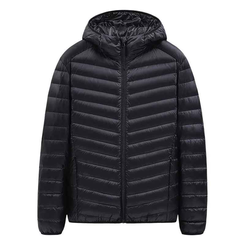Men's Stand-Collar Hooded Lightweight Down Jacket for Winter - 90% Duck Down, Sporty, Warm & Versatile (Couple Style Available)