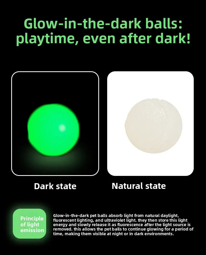 2PCS Dog Chew Toys Ball - Glow in The Dark, Durable for Teething, Pet Molar Toy To Relieve Boredom, Puppy Chew Supplies