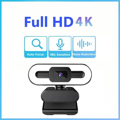 Portable Full HD 1080P 2K 4K Webcam PC Laptop Auto Focus Webcam Live Streaming Flexible with Microphone Live Broadcast withLight