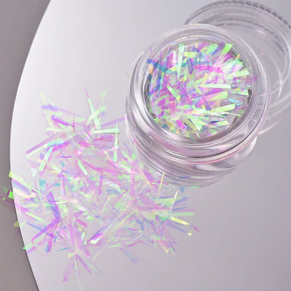 11pcs Aurora Glass Nail Foil Sticker Ice Cube Broken Glass Paper Iridescent Nail Film Decals Chameleon Reflective Nail Stickers
