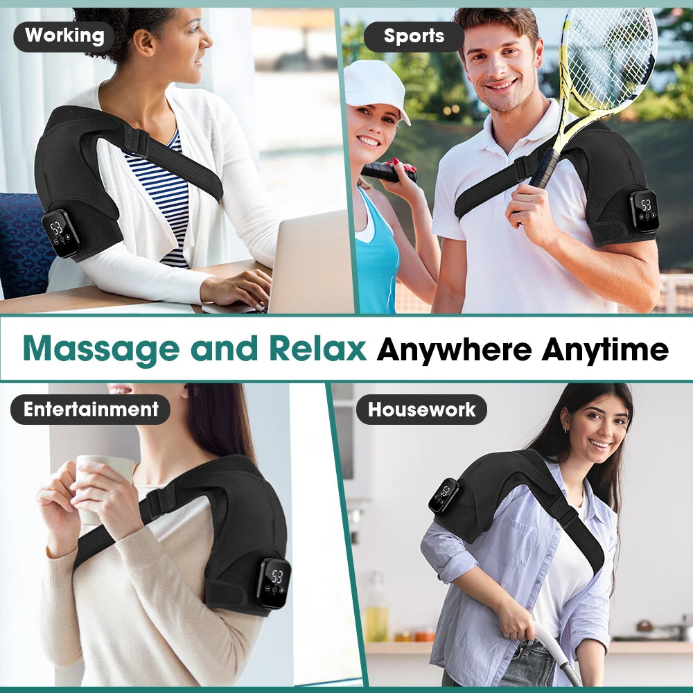 Electric Shoulder Massager Heating Pad Vibration Massage Support Belt Shoulder Thermal  Brace