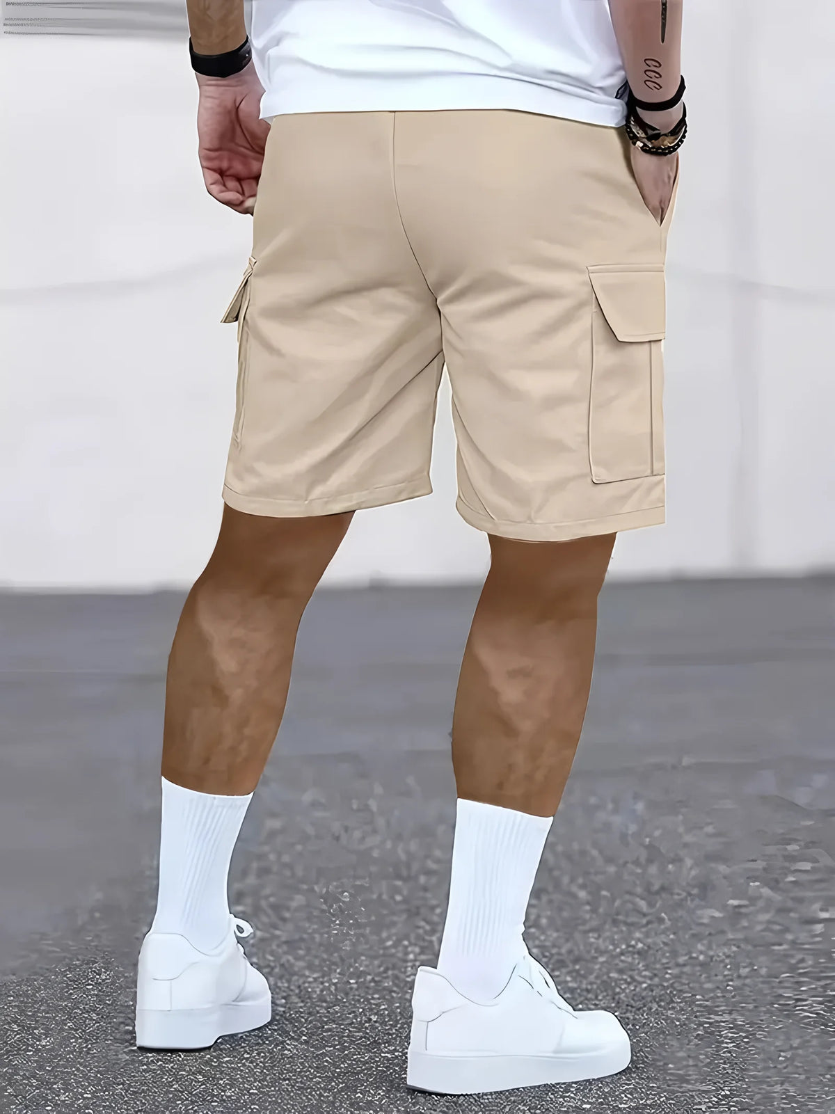 Men's work shorts; summer comfort; multi-pocket; outdoor leisure sport beach pants; elastic waistband