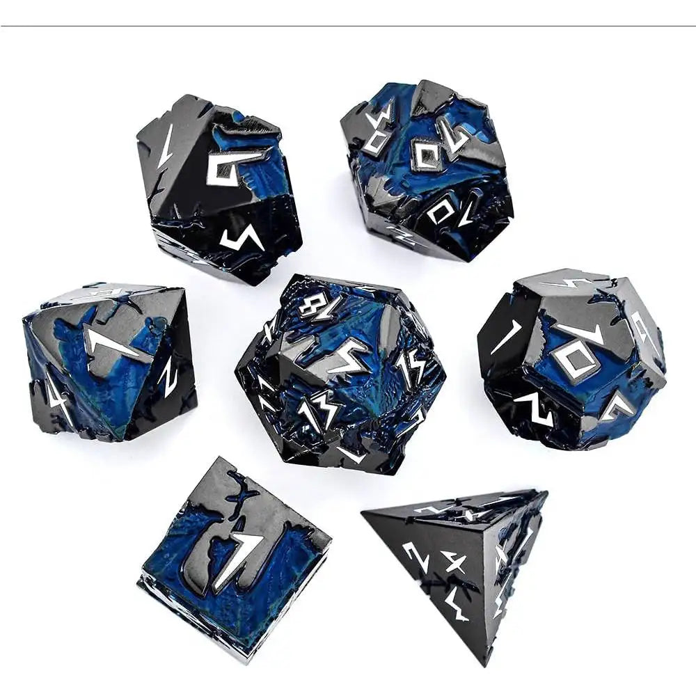 D&D Dice 7 Die Metal DND Dice Set, Weighted Metallic for Dungeons and Dragons Dice Set, Polyhedral D and D Dice Roleplaying Cube