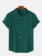Men's  Comfortable Shirt Summer Beach Men's Shirt   Men's Short Sleeve Shirts  Solid Color Casual Short Sleeve Shirt