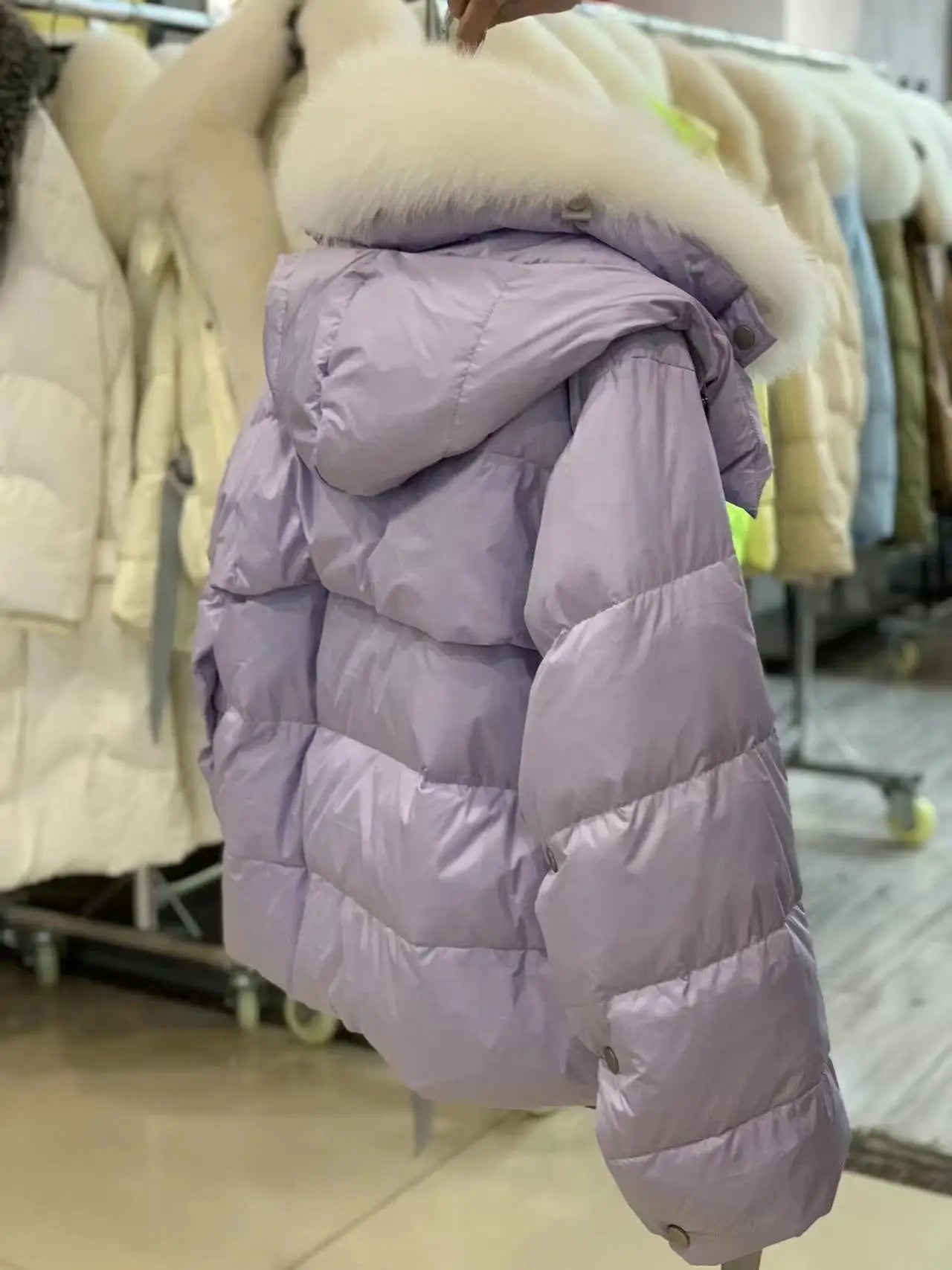 2024 Winter Women Warm Coat Oversized Real Fox Fur Collar Thick Luxury Outerwear New Fashion 90% Goose Down Jacket