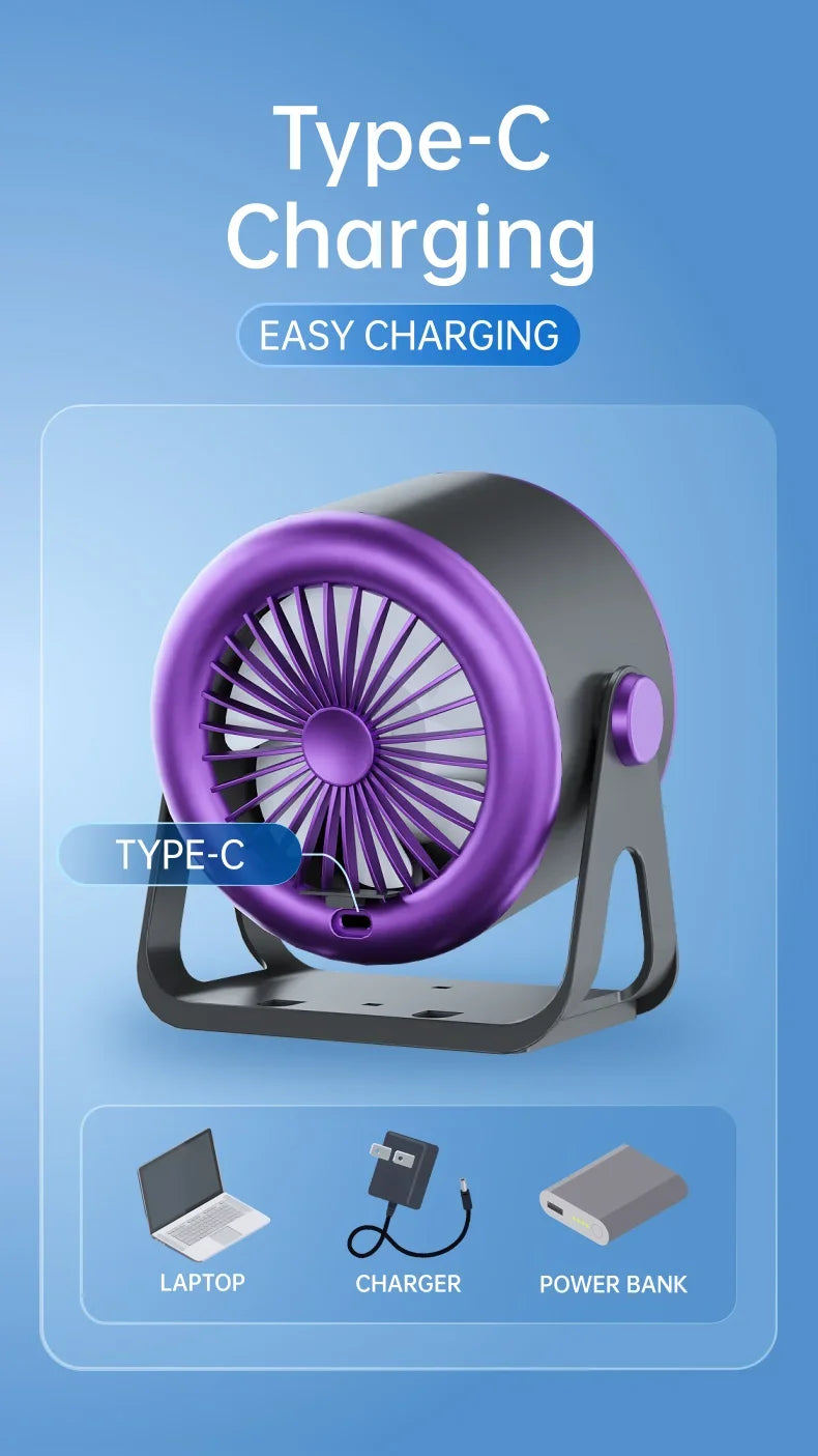 TINSOL 1800mAH Portable Electric Fan with Ambient Light Turbo Mute Electric Fan Desktop Wall Mount Ceiling Air Cooler