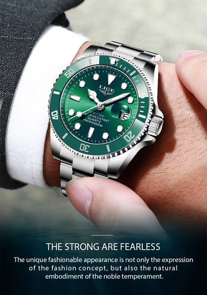 LIGE Top Brand Luxury Fashion Diver Watch Men 30ATM Waterproof Date Clock Sport Watches Mens Quartz Wristwatch Relogio Masculino
