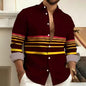 Striped Printed Men's Long Sleeved Shirt, Casual and Comfortable, Fashionable and Trendy, Street Outdoor, Soft Fabric