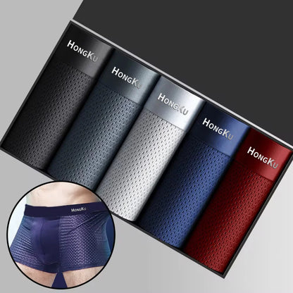 Brand Boxers Man Summer Thin Ice Silk Breathable Men Underpants Soft Touch Men's Briefs 3D Cutting U Pouch Design Underwear Man