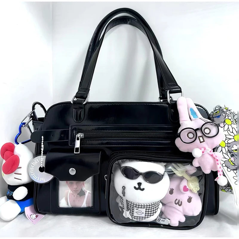 Japanese Itabag With Transparent Display Multi-pocket Shoulder Bag Fashion Tote Bag Jk Uniform Handbag Y2k Style Crossbody Bag