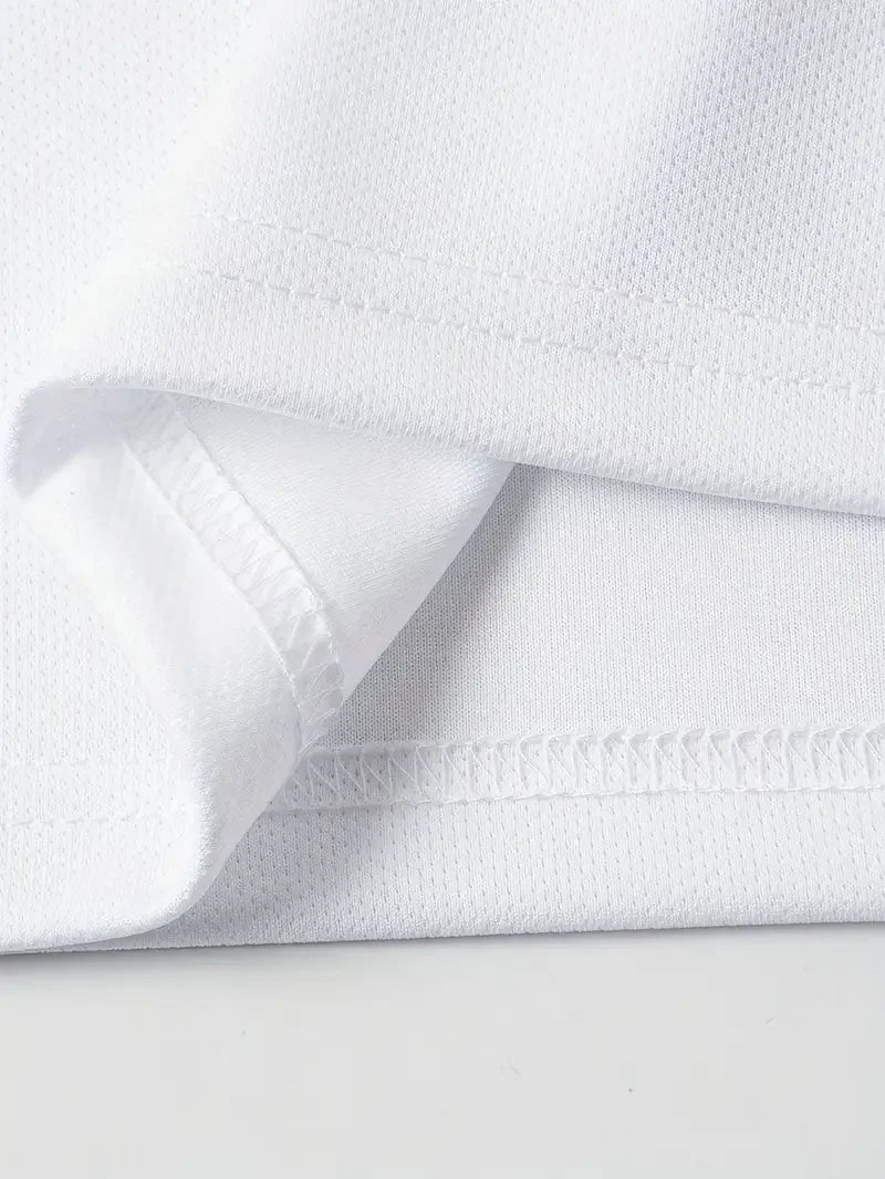 Summer Casual Versatile Fashion Short-Sleeved Button-Down Polo Shirt And Breathable Mesh Shorts Set for Men Plus Size