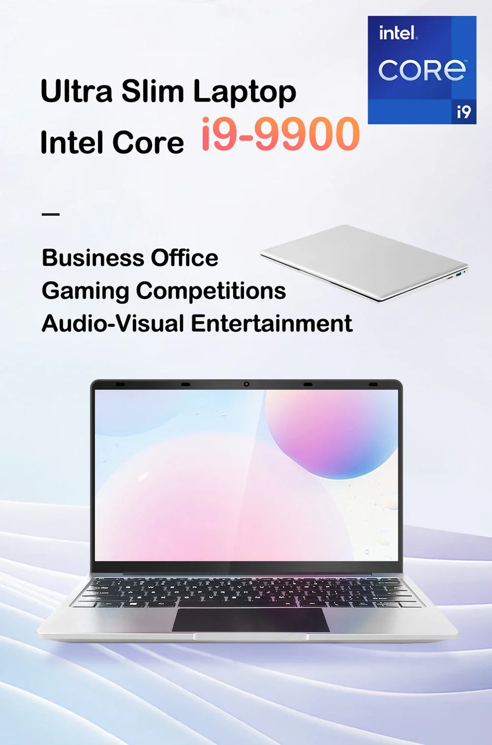 2026 New Laptop 14.1 Inch Windows 11 Intel Core I9 9900 16GB RAM 1TB 2TB SSD Fingerprint Unlock Study Office Pc Gaming Laptops