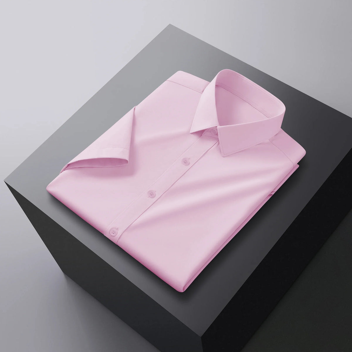 Men's Business Casual Solid Color Short Sleeve Shirt Summer Fashion No Ironing Comfortable Versatile Top for Men