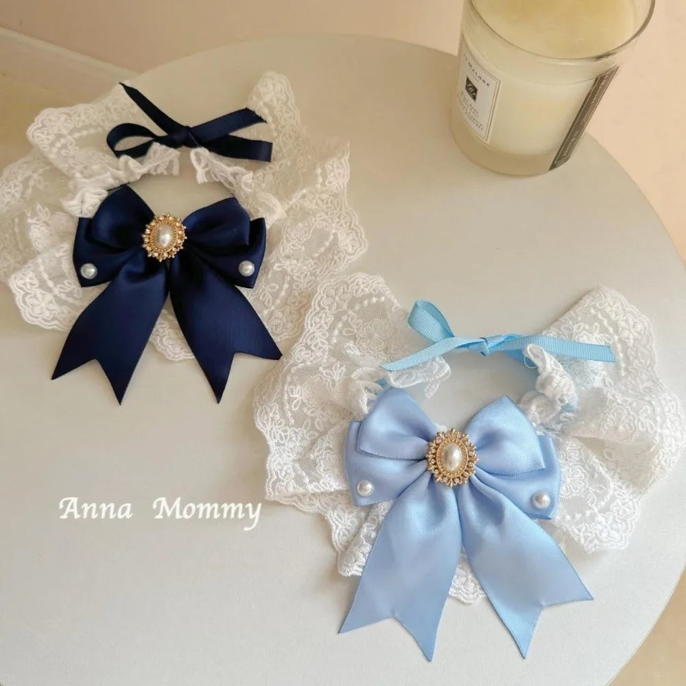 Fashion Adjustable Cat Lace Bow Bib Sweet Decorative Dog Collar Adorable Dress Up Cat Scarf Pet Supplies