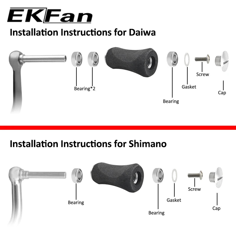 EKFan EVA 7.6G Knobs Suit 4MM Axle Shaft 7x4x2.5MM Bearings For Spinning Bastcast Reel Wheel Handles Parts Accessory