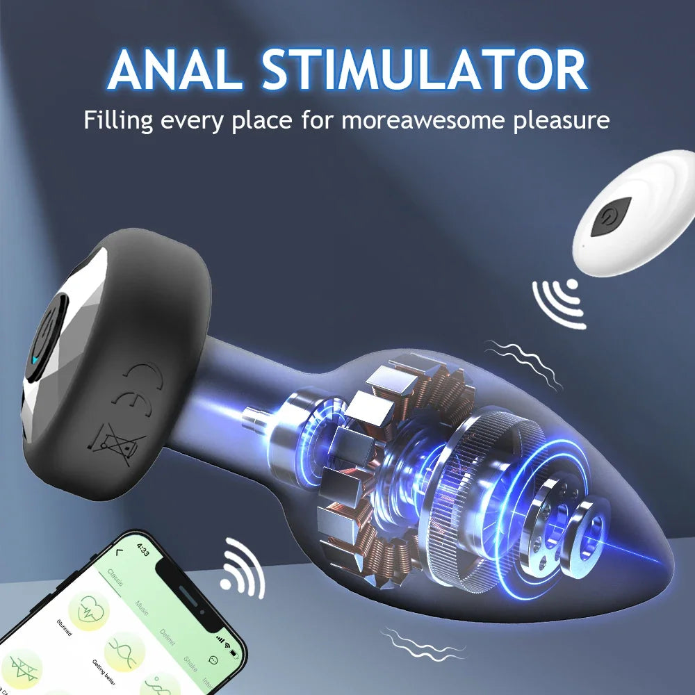 APP Wireless Butt Vibrator for Men Anal Plug Female Control Vagina Stimulator Remote Prostate Massager Adult Sex Toys Women Gay